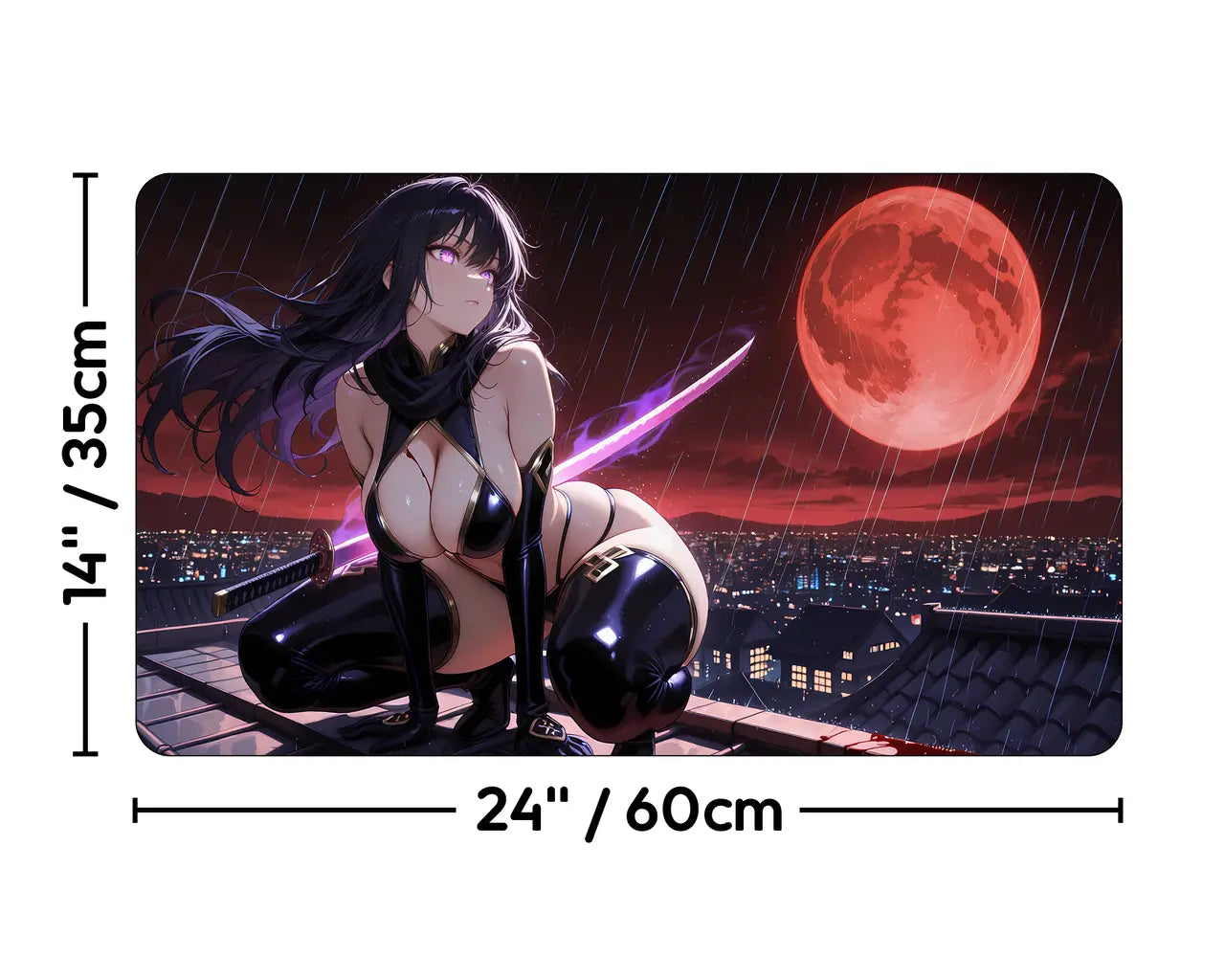 Yuriko, the Tiger's Shadow | ProxyWaifus Playmat | 14x24" / 35x60cm