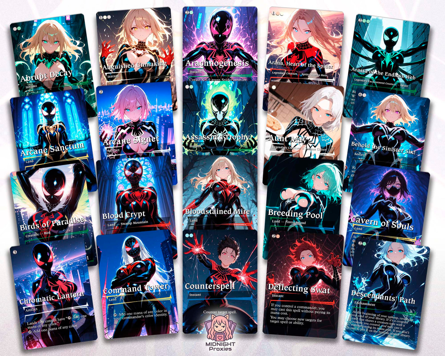 Cosmic Spider-man 5 Color Spider Tribal | 118 Proxy Cards | Commander EDH Deck (Full MidnightProxies Deck)
