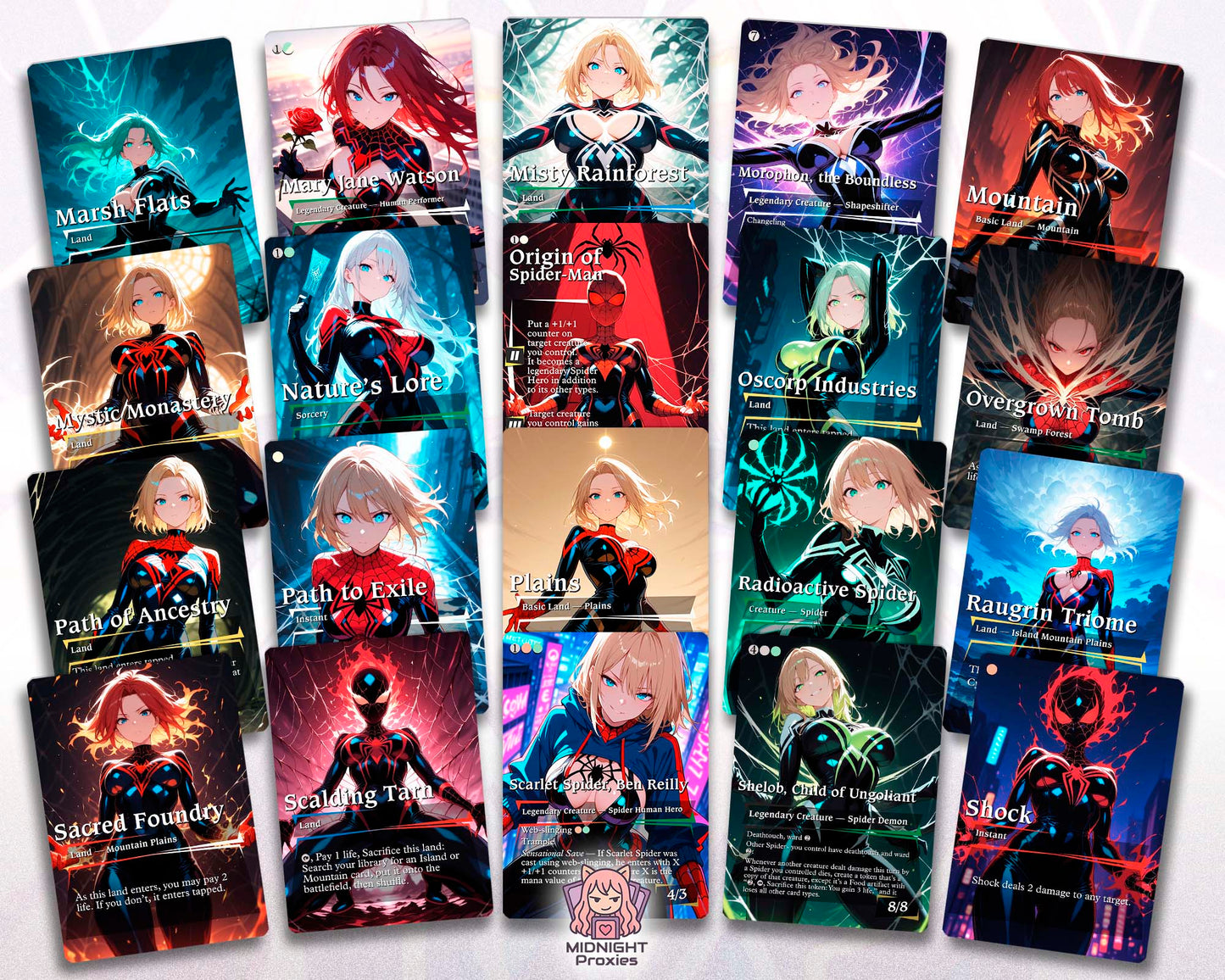 Cosmic Spider-man 5 Color Spider Tribal | 118 Proxy Cards | Commander EDH Deck (Full MidnightProxies Deck)