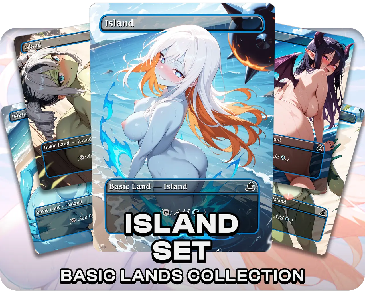Island Set | 18+ NSFW | Basic Lands Collection (24 Cards)