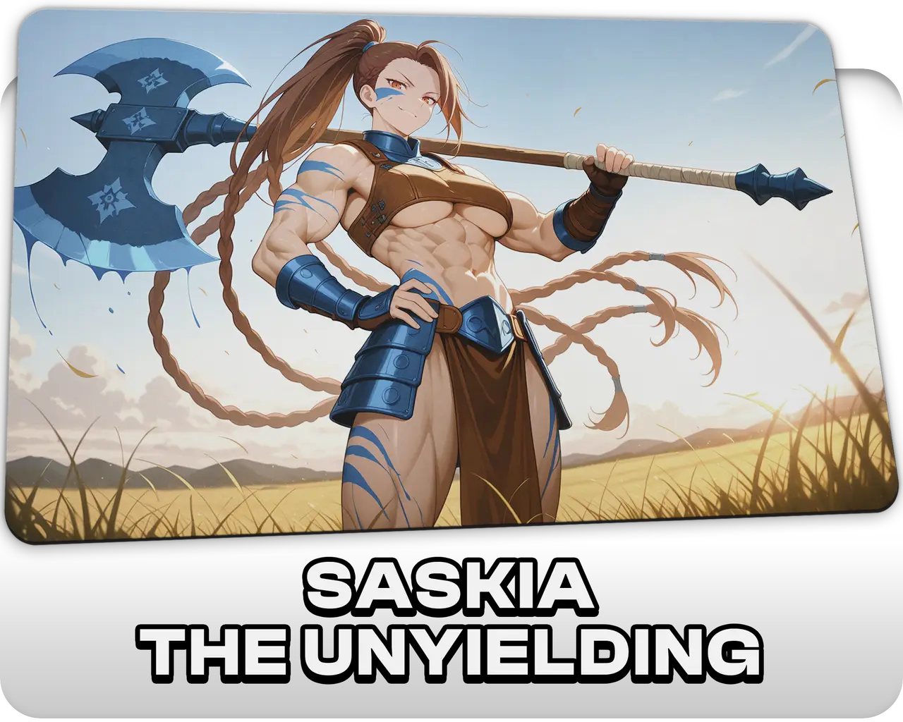 Saskia the Unyielding | ProxyWaifus Playmat | 14x24" / 35x60cm
