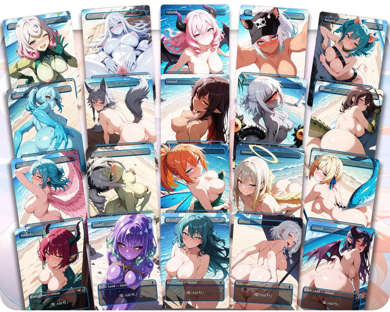 Island Set | 18+ NSFW | Basic Lands Collection (24 Cards)