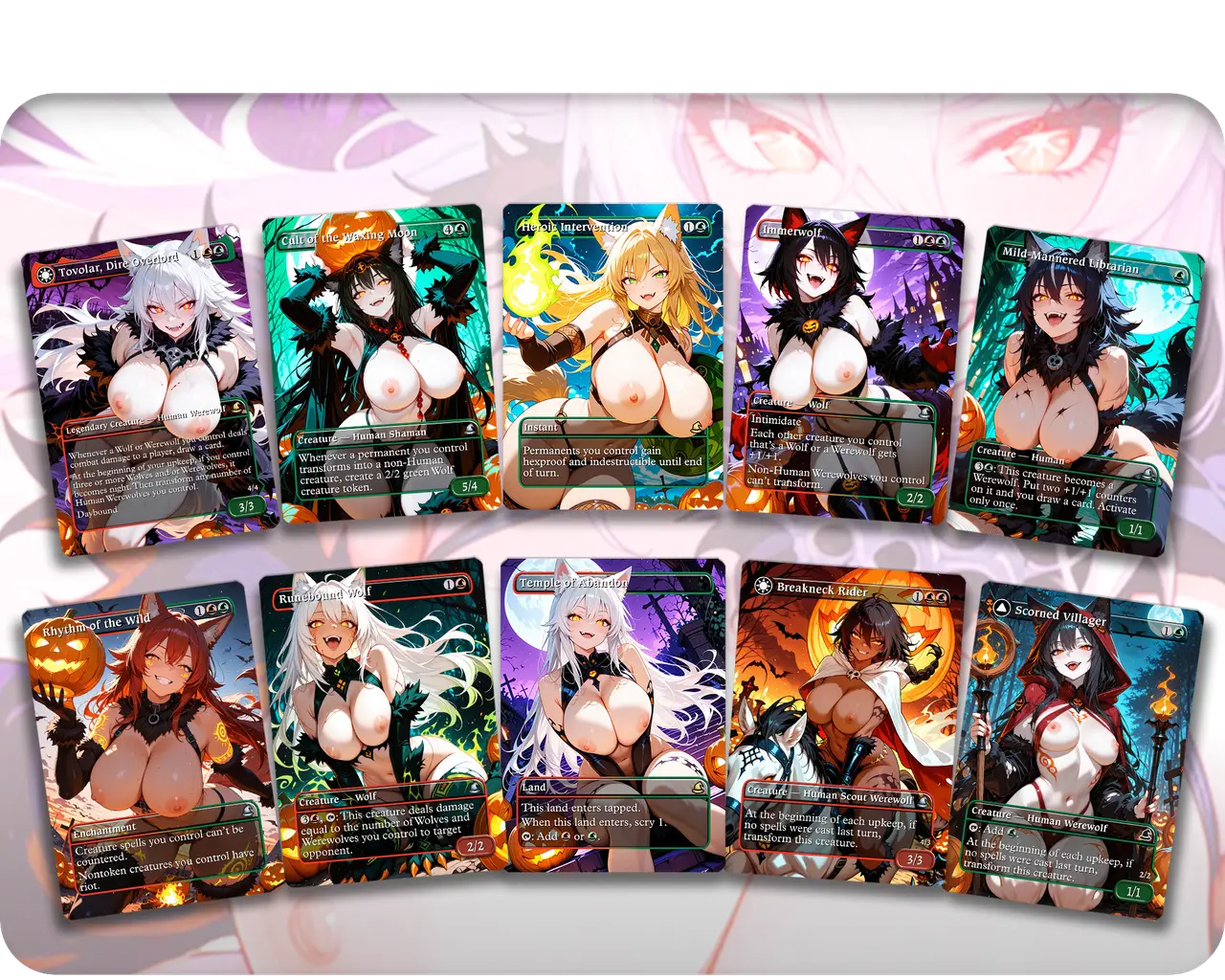 Tovolar Werewolf Tribal | 18+ NSFW | Werewolf Waifus | Halloween Special (10 Cards)