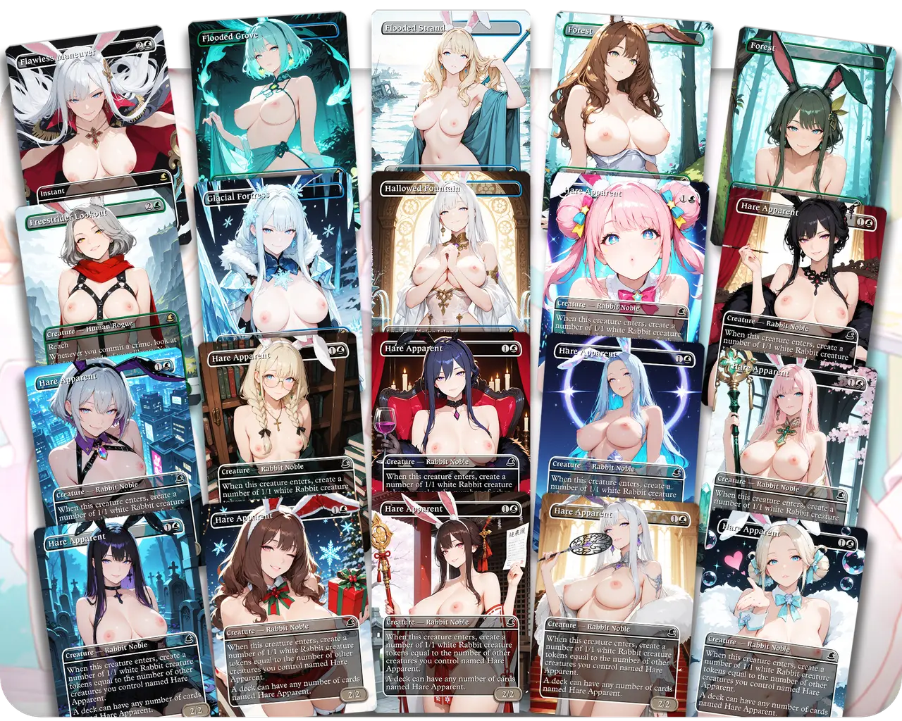 Ms. Bumbleflower Rabbits | 18+ NSFW | Bunny Waifus Tribal | Commander Deck